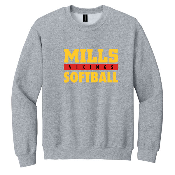 Mills Softball D.Heather Heavy Blend Crewneck Sweatshirt Thumbnail