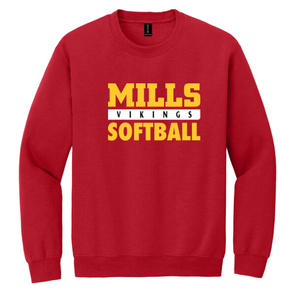 Mills Softball Red Heavy Blend Crewneck Sweatshirt Thumbnail