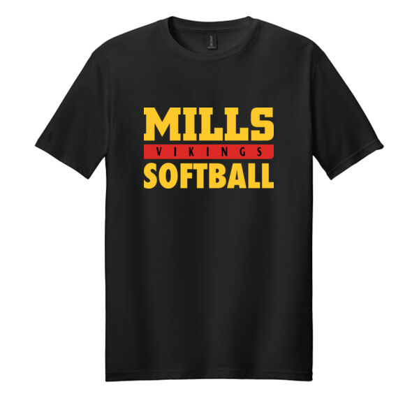 Mills Softball Black Softstyle T Shirt Thumbnail