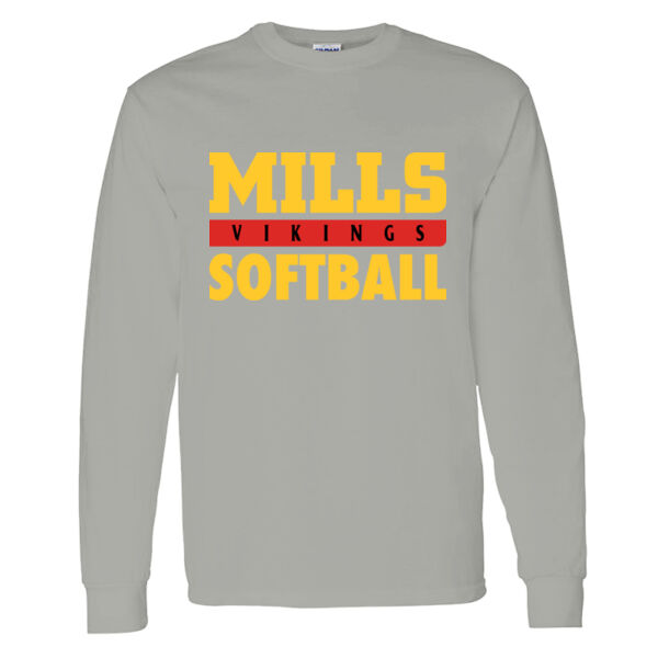 Mills Softball D.Heather Heavy Cotton 100% Cotton Long Sleeve T Shirt Selecte Thumbnail