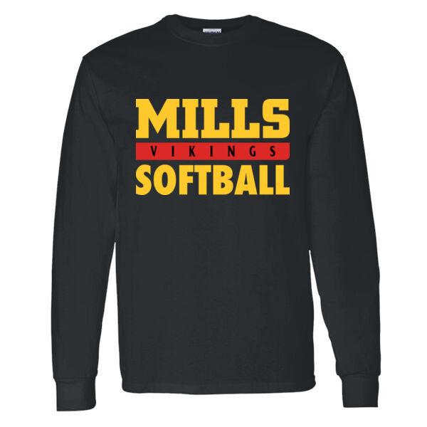 Mills Softball Black Heavy Cotton 100% Cotton Long Sleeve T Shirt Selecte Thumbnail