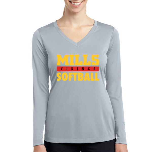 Mills Softball Ladies Long Sleeve PosiCharge Competitor V Neck Tee Thumbnail