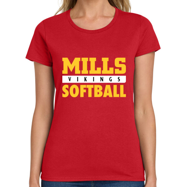 Mills Softball Ladies Heavy Cotton 100% Cotton T Shirt Thumbnail