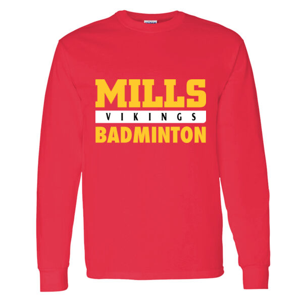 Mills Badminton Heavy Cotton 100% Cotton Long Sleeve T Shirt Thumbnail