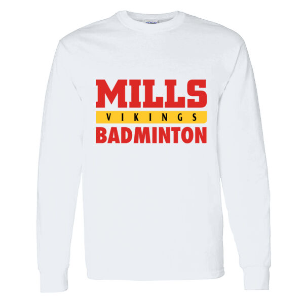 Mills Badminton Heavy Cotton 100% Cotton Long Sleeve T Shirt Thumbnail