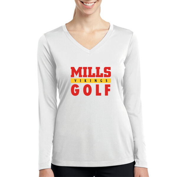 Mills Golf Ladies Long Sleeve PosiCharge Competitor V Neck Tee Thumbnail