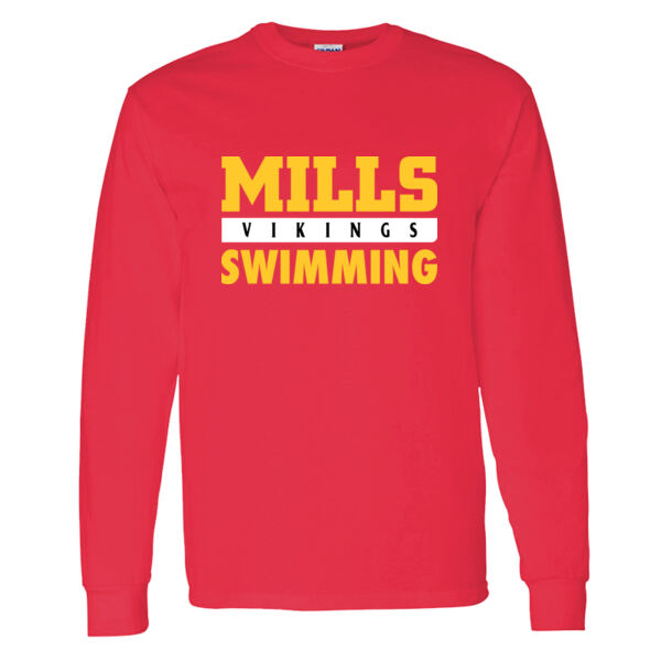 Mills Swimming Heavy Cotton 100% Cotton Long Sleeve T Shirt Thumbnail