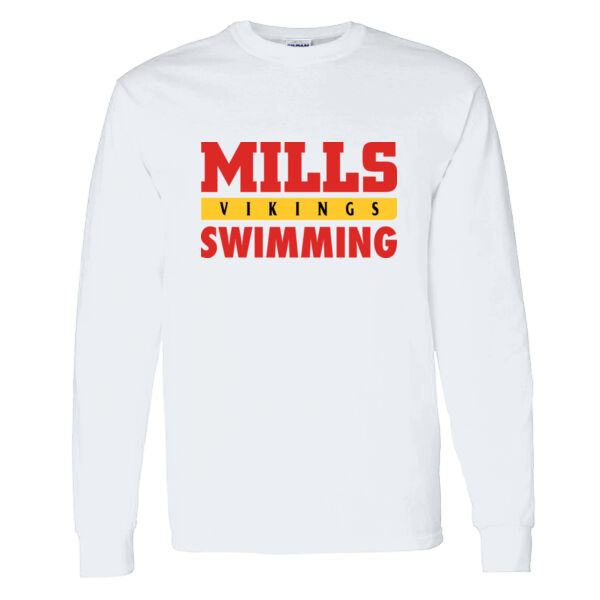 Mills Swimming Heavy Cotton 100% Cotton Long Sleeve T Shirt Thumbnail