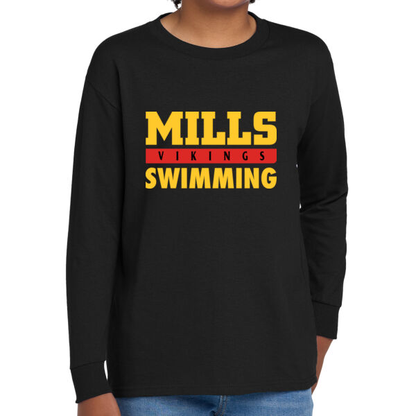 Mills Swimming Youth Heavy Cotton 100% Cotton Long Sleeve T Shirt Thumbnail