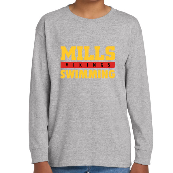 Mills Swimming Youth Heavy Cotton 100% Cotton Long Sleeve T Shirt Thumbnail
