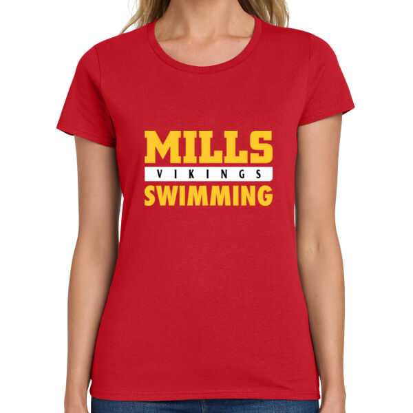 Mills Swimming Ladies Heavy Cotton 100% Cotton T Shirt Thumbnail