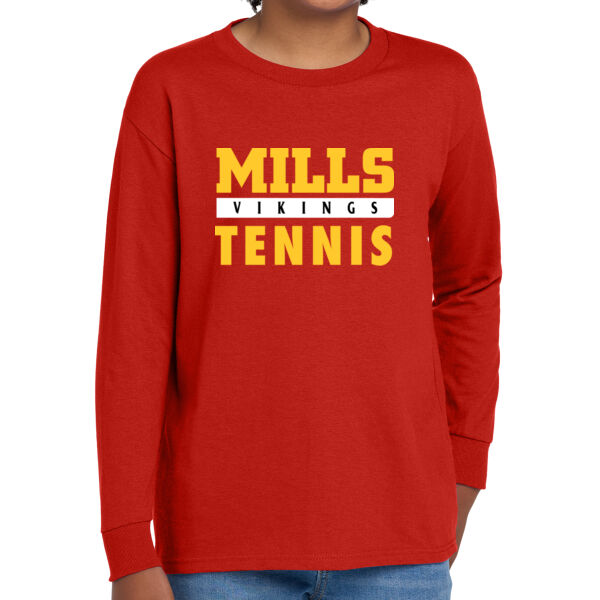 Mills Tennis Youth Heavy Cotton 100% Cotton Long Sleeve T Shirt Thumbnail
