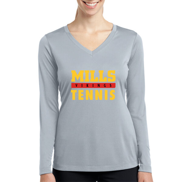 Mills Tennis Ladies Long Sleeve PosiCharge Competitor V Neck Tee Thumbnail