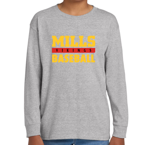 Mills Baseball Youth Heavy Cotton 100% Cotton Long Sleeve T Shirt Thumbnail