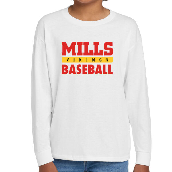 Mills Baseball Youth Heavy Cotton 100% Cotton Long Sleeve T Shirt Thumbnail
