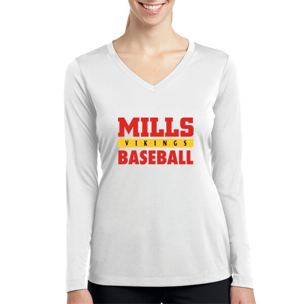 Mills Baseball Ladies Long Sleeve PosiCharge Competitor V Neck Tee 4 Thumbnail