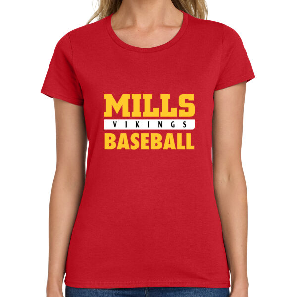 Mills Baseball Ladies Heavy Cotton 100% Cotton T Shirt Thumbnail