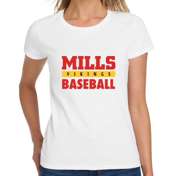 Mills Baseball Ladies Heavy Cotton 100% Cotton T Shirt Thumbnail