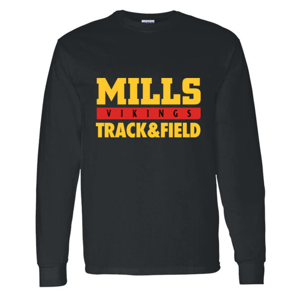 Mills Track & Field Heavy Cotton 100% Cotton Long Sleeve T Shirt Thumbnail