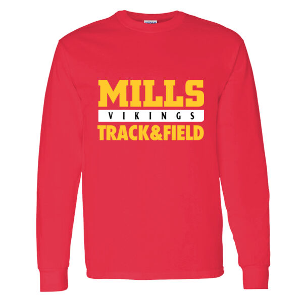 Mills Track & Field Heavy Cotton 100% Cotton Long Sleeve T Shirt Thumbnail