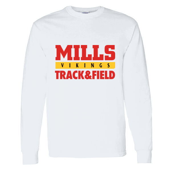 Mills Track & Field Heavy Cotton 100% Cotton Long Sleeve T Shirt Thumbnail