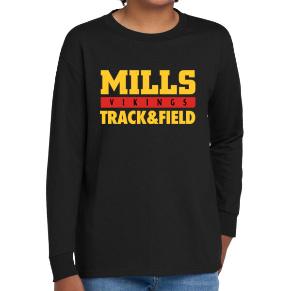 Mills Track & Field Youth Heavy Cotton 100% Cotton Long Sleeve T Shirt Thumbnail