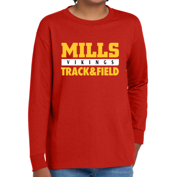Mills Track & Field Youth Heavy Cotton 100% Cotton Long Sleeve T Shirt Thumbnail