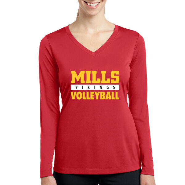 Mills Volleyball Ladies Long Sleeve PosiCharge Competitor V Neck Tee Thumbnail